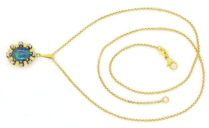 Foto 1 - Goldkette mit schillernder Opal Triplette und Diamanten, Q1045