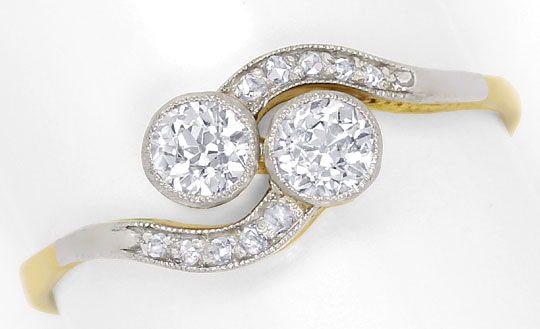 Foto 2 - Original antiker Jugendstil Diamanten-Ring, Gold-Platin, R5987