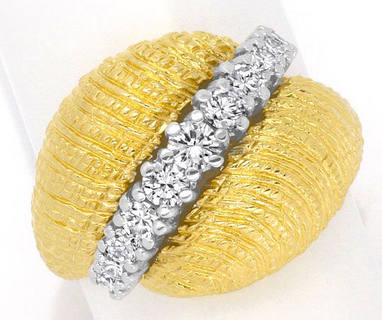 Foto 2 - Designer-Diamanten-Ring 18K Gelbgold-Weißgold Gravuren, S4036