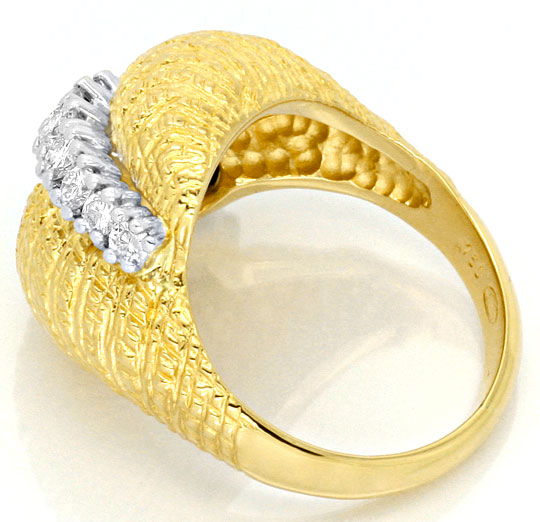 Foto 3 - Designer-Diamanten-Ring 18K Gelbgold-Weißgold Gravuren, S4036